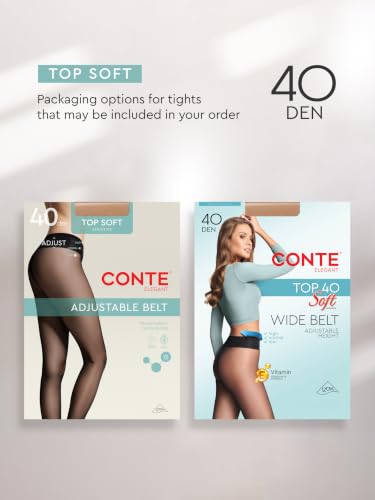 Image of Conte Tights for Sensitive Skin Sheer to Waist Hipster Low-Rise Pantyhose with Adjustable Belt, Top Soft 40 Den