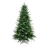 Flexible Flyer 7.5 Ft Pre-Lit Christmas Tree: Balsam Fir with Multi-Function Color Changing Lights, LED, No-Fluff Hinged Branches, Metal Stand, Artificial Holiday Tree, Christmas Decorations