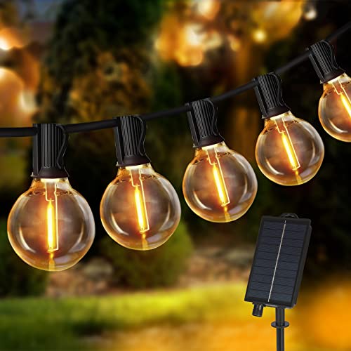 FASHION LTG G40 Guirlande Lumineuse Solaire,15m/49FT Guirlande Lumineuse Extérieure,25+1LED 2700K IP45 Lumière Blanche Chaude Imperméable,Convient pour Jardin,Mariage,Fête,etc[Classe énergétique A+++]