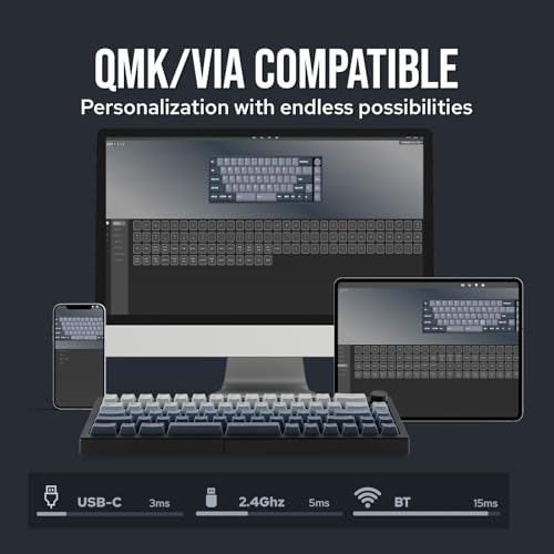 Image of EPOMAKER Split65 QMK /Via Programmable Keyboard, Wireless Mechanical in 2.4Ghz /Bluetooth /Type-C, Ergonomic Split Layout Gaming Keyboard with RGB Backlight (Wisteria Linear Switch)