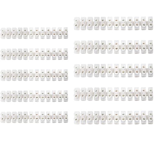 10PCS Electrical Connector Blocks - 12-Position Terminal Strips for Wiring (3A/5A) - Flame-Retardant Nylon & Zinc Alloy Terminal Blocks for DIY, Control Panels, Appliances, and CCTV Systems