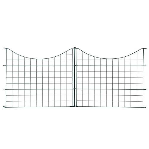 Teichzaun Set mit 5 Zaunelementen und 6 Befestigungsstäben, Welpanauslauf, Metall, Gartenzaun, Freigehege, Teich, Zaun, Set, 5 Elemente, Gitterzaun (Unterbogen)