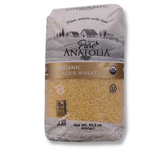 Pure Anatolia Organic Bulgur Wheat - 35.2 oz (2.2 lbs) - Non GMO - Great for Vegan Recipes, Salads - All Natural Whole Grain Fine Bulgur Wheat for Tabouleh