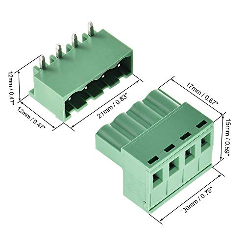 Conectores de bloque de terminales para PCB con paso de 5,08 mm y 4 pines 3