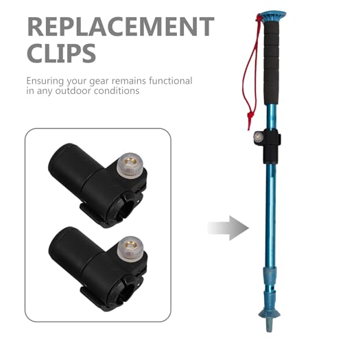 Cierre rápido de 16 mm para bastón de trekking con clip negro de bloqueo para recambio de 2 piezas 3