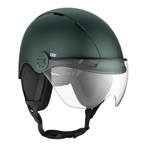 CASR Style - Casque Lifestyle Urbain pour Vélo & Trottinette Electrique - Visière Transparente & Cache-Oreille Amovibles - Confort Optimal pour Homme & Femme - Kaki -...