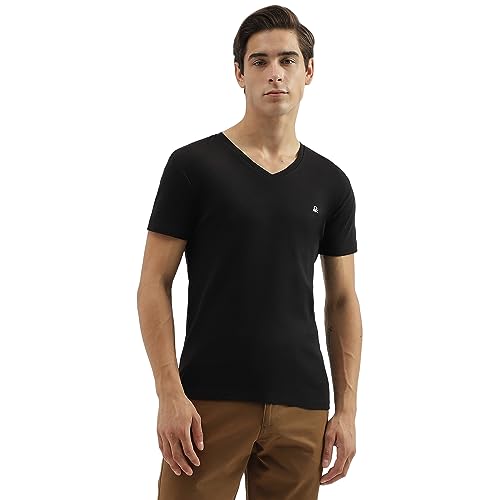 Image of UNITED COLORS OF BENETTON Men's Cotton Solid Regular Fit T-Shirt