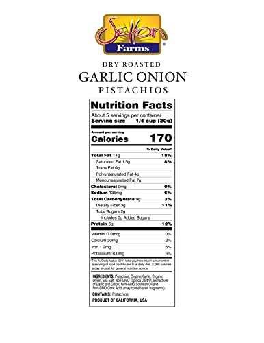 Image of Setton Farms Naturally Seasoned Pistachio Kernels, Garlic Onion, No Shell Pistachios, Certified Non-GMO, Gluten Free, Vegan and Kosher, 5 oz Resealable Pouch (Pack of 2)