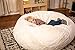 BizChair Oversized White Furry Refillable Bean Bag Chair for All Ages
