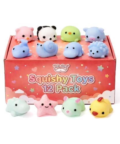 Mr. Pen- Pastel Animal Squishy Toys, 12 Pack, Washable Twistable Stretchy Squishies, Soft Stress...