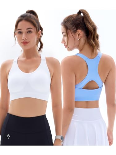 FITTIN Sports Bras Pack for Women: Padded Support Adjustable Strap Racerback Bra for Workout Gym Yoga Large Bust2