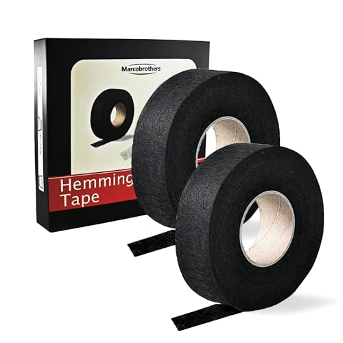 Marcobrothers Hemming Tape - 3/4 INCH x 32 Yards - Extra Strong - Iron-On Hem Tape Adhesive - 60GSM Hemming Tape for Pants, Iron Hem Tape No Sew, Washable Hem Adhesive Tape (Black, 32 Yard X 2 Roll)