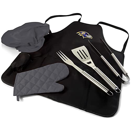 Image of Picnic TIME BBQ Apron Tote Pro Grill Set, (Black with Gray Accents)