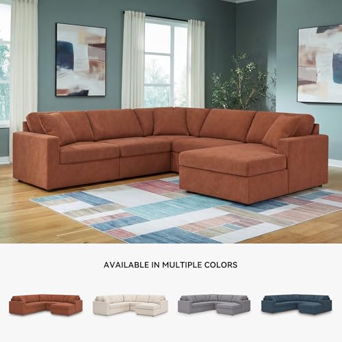 Image of Signature Design by Ashley 5 Seater Sectional Couch with Chaise, Spice