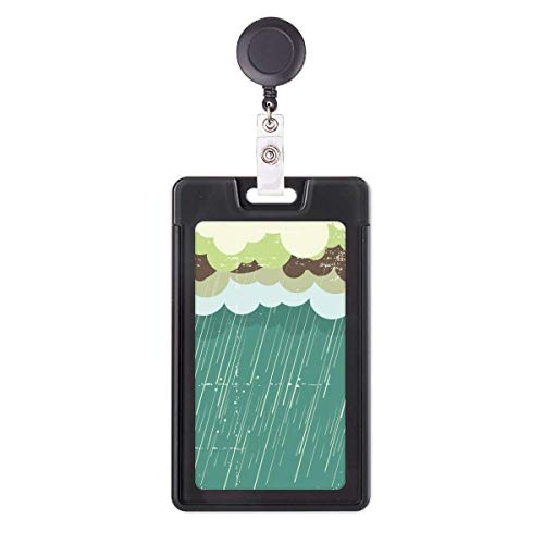 Moulinet pour badge rétractable et étui carte motif pluie nuage idéal au bureau