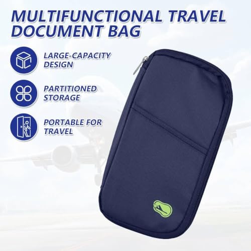 Image of Navy Blue Rfid Blocking Travel Wallet, Spacious Passport Cover For Men