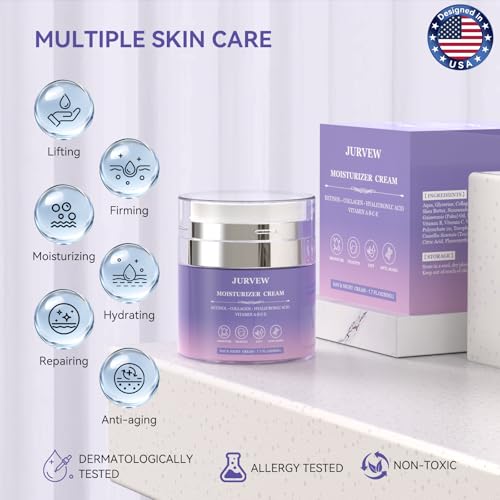Face Moisturizer Retinol Cream, Neck Collagen Cream for Tightening Skin, Anti Aging Day & Night Deep Facial Moisturizer for Women & Men, Tighten and Lift Wrinkle - Image 4