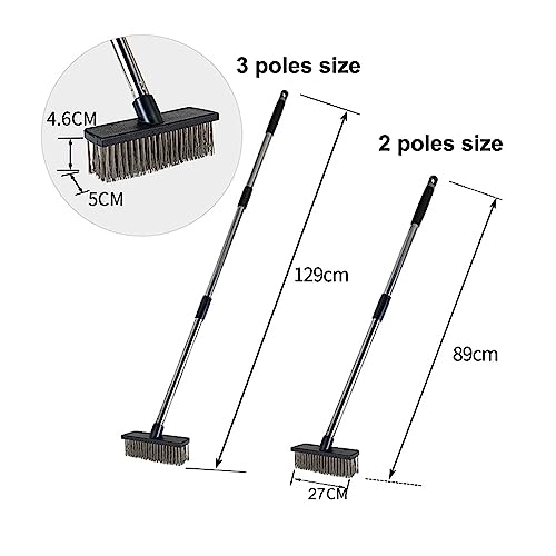 Xifando Heavy-Duty Push Broom Brush - Perfect for Bathroom, Kitchen, Patio, Garage, Deck, Concrete, Wood, Stone, and Tile Floors (10.6\" Stainless Steel Bristle-Black)