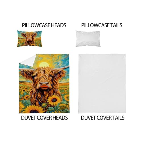 Vache des Highlands housse de couette microfibre sans repassage lit single
