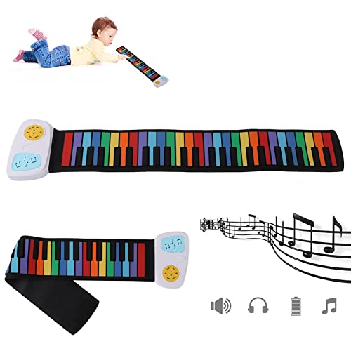 FZYE Roll Up Piano Portable Keyboard Piano Hand Roll Clavier de Piano électrique Haut-parleurs intégrés Pianos Arc-en-Ciel en Silicone pour Enfants (49 Touches, colorées) (Coque Blanche - Les Beatles, Paul McCartney, John Lennon, RIngo Starr, George Harrison FZYE Roll Up Piano Portable Keyboard Piano Hand Roll Clavier de Piano électrique Haut-parleurs intégrés Pianos Arc-en-Ciel en Silicone pour Enfants (49 Touches, colorées) (Coque Blanche – Image 8
