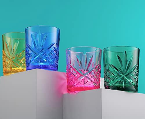 Godinger Acrylic Whiskey Glasses, Beverage Drinking Glasses Cups, Shatterproof and Reusable Tumbler Cups - Dublin Collection, Set of 4