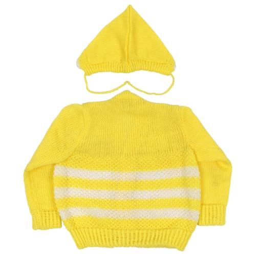 Image of Baby'S Infants Woollen V-Neck Set /Babies Woolen Sweater(Yellow, 3 To 6 Months) 3 Pcs Set