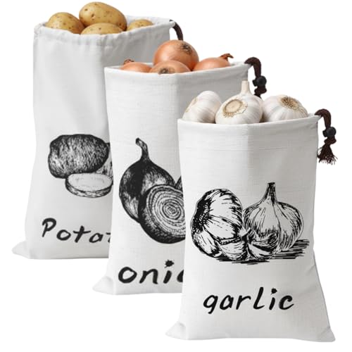 Kartoffel Aufbewahrungsbox Zwiebel Aufbewahrung 3er-Set Für Kartoffeln Zwiebeln Und Knoblauch Praktische Aufbewahrungslösung Für Küche Und Vorratskammer 35 X 26 Cm