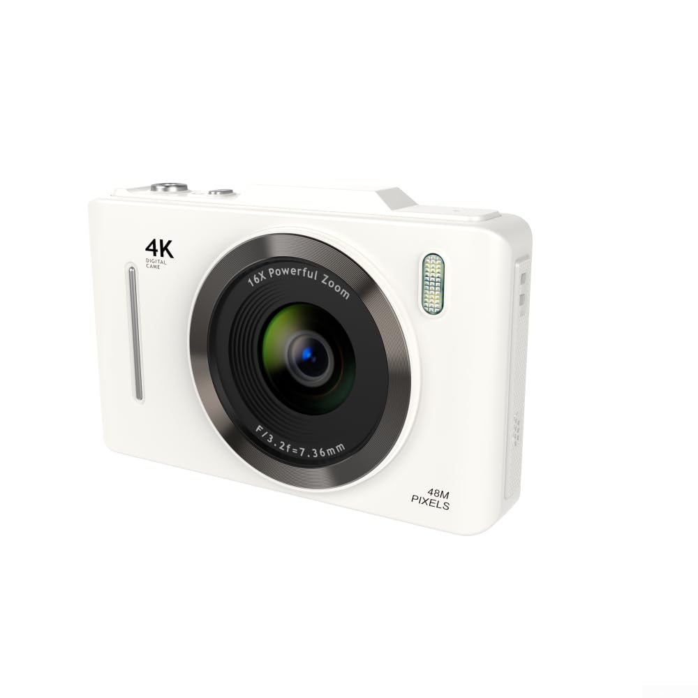 Videocamera digitale, DV 2,8 pollici 4K 48 MP messa a fuoco automatica, zoom 16X per videocamera per fotografia e registrazione video (rosa 32G)