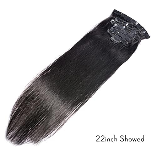 30inch Long Brazilian Clip in Human Hair Extension Silky Straight Clips on Hair Weft Full Head Clip in Hair Extension For Black Women 100-150g (22inch 100grams, #4(Dark Brown))
