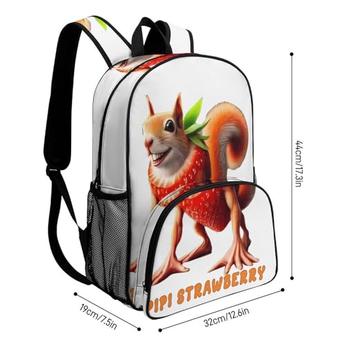 Pipi-strawberry Merch Large Travel Backpack Italian-Brainrot Meme Waterproof Lightweight Daypack White 44x32x19cm2