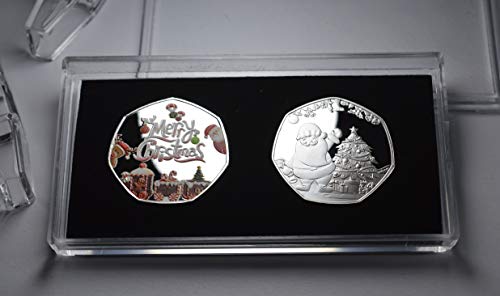 Monedas de Navidad de 50p en caja de regalo coleccionable para recuerdo navideño 3