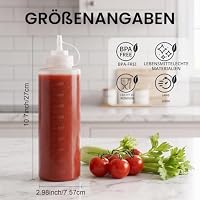 OAMCEG 3 Stück Squeeze Flasche 1000ml, Plastik Quetschflasche für Saucen,Öl – Ansicht 2