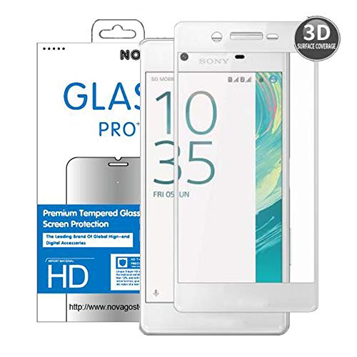 NOVAGO Compatible avec SONY XA Film en verre trempé incurvé (arrondi sur le bord), protège la totalité de l'écran (version ultra fine 0.2 mm) (Blanc)