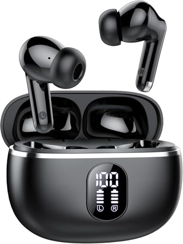 Ear Buds Wireless Earbuds,2024 Headphones Wireless Bluetooth 5.3,In Ear with 4 ENC Noise Cancelling Mic,Earphones Bass Boost 85%,50H Playtime Earbuds,Earphones Dual LED Display,IP7 Waterproof,Black Ear Buds Wireless Earbuds,2024 Headphones Wireless Bluetooth 5.3,In Ear with 4 ENC Noise Cancelling Mic,Earphones Bass Boost 85%,50H Playtime Earbuds,Earphones Dual LED Display,IP7 Waterproof,Black