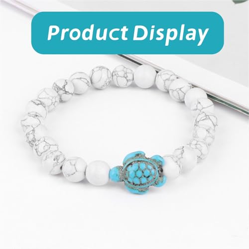 4 - Piece Sea Turtle Set: Elastic lava stone bracelets/anklets, with sea turtle bracelet for all.4