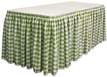 KS Linens Sage Checkered Table Skirt 17 Feet