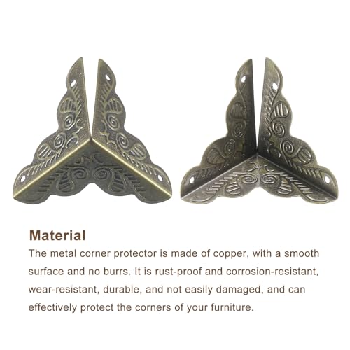 Image of uxcell 8 Pcs Metal Box Corner Protectors 1 inchx1 inch Corner Protectors Decorative with Mounting Screws for Storage Box Cabinets Wooden Chest, Bronze