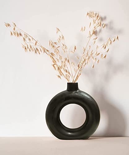 Image of Black Donut Ceramic Vase