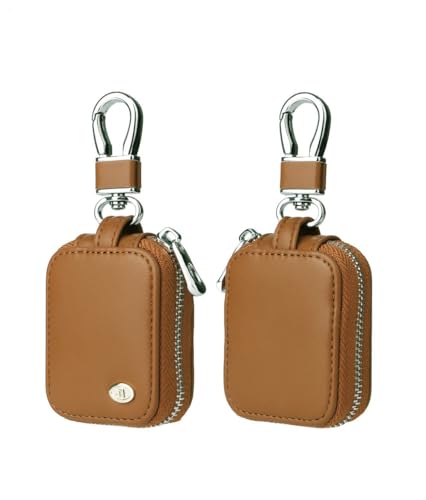 One piece set Case for Airpods 1/2/3/4Compatible with AirPods Pro 2 covermade of PU Imitation leather material Universal Zipper style Airpods caseComes with climbing buckle (Brown)