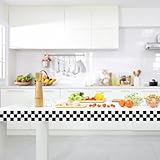 jojofuny 1 Roll Adhesive White Black Checker Wallpaper: Checkered Border Trim Sticker Wall Decal for Blackboard Bulletin Boards Border Bathrooms Classroom Home Decor, 2.4m - Image 6