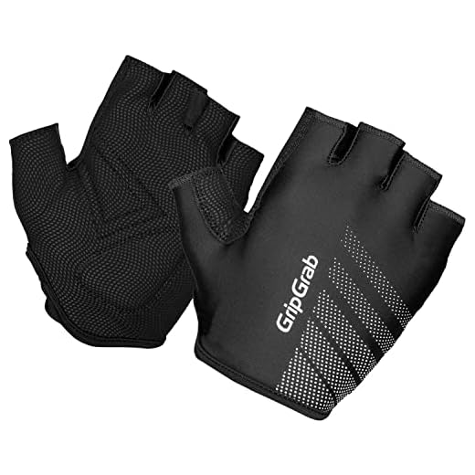 GripGrab Ride Entry-Level Short Finger Padded Summer Cycling Gloves Fingerless Pull-Off Tabs Black White Navy-Blue Red, Black M
