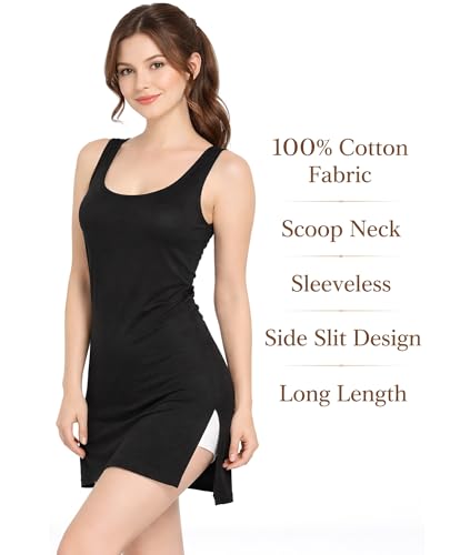 Image of ELEG & STILANCE Women's Hosiery Long Kurti Innerwear Slip Camisole Sameej - Knee-Length Mini Slip Dress | Soft & Nightwear (M to 2XL)