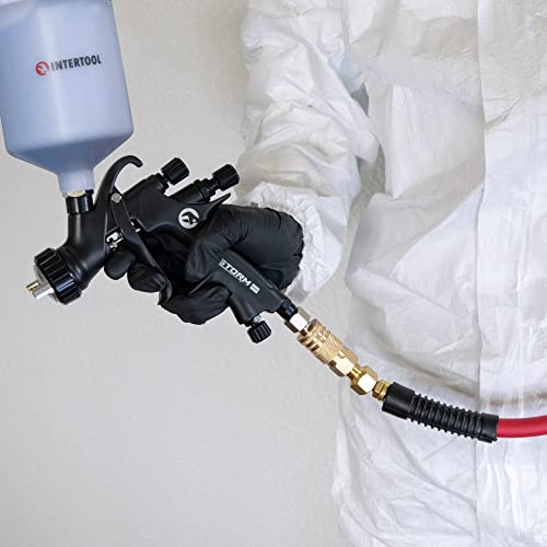 Intertool Hvlp 1.4 Mm Air Spray Gun And 3/8" X 50 Ft Hybrid Air Hose Set Pt08-0164-1782 #TOP6