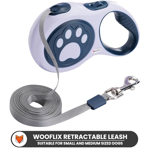 Image of Retractable Dog Leash | 5M Heavy Duty Dog Leash for Small & Medium Size Dogs Upto 20 Kg| Strong Nylon Tape, Anti-Slip Handle, 360 Tangle-Free, One-Click Brake & Pause | (Upto 20 kg Dog, Blue)