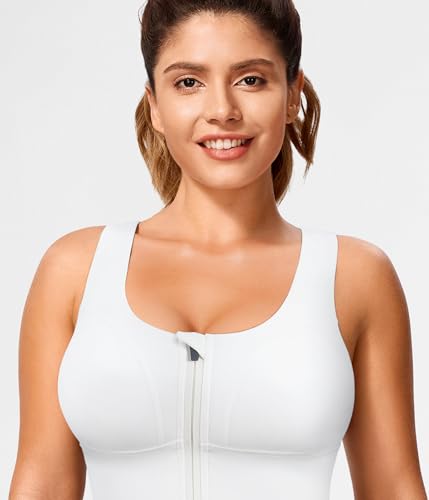 Image of TrainingGirl Zip Front Closure Longline Sports Bras for Women - Workout Crop Tank Tops Yoga Camisole Criss Cross Back