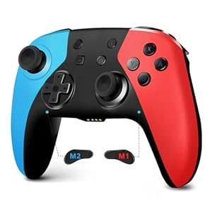 AceGamer【Pro Upgraded Wireless Controller for Nintendo Switch/Lite/OLED/Windows, Hall Effect Joystick for Switch 2 Pro Remote Gamepad with Wake-Up/Turbo/Dual Vibration/Programmable (Red-Blue)
