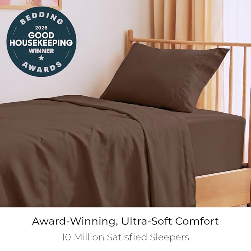Image of Mellanni Twin Sheets Set - 3 PC Iconic Collection Bedding | Hotel Luxury, Extra Soft, Cooling Bed Sheets - Wrinkle, Fade, Stain Resistant (Twin, Brown)