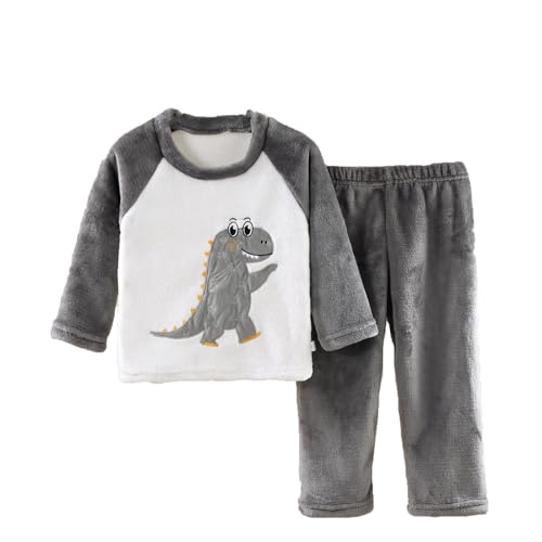Conjunto de Pijamas de Franela cálidos para niños, niñas, niños, Camiseta y Pantalones con Cuello Redondo, Ropa de Descanso para el hogar, Forro Polar Grueso, Invierno cálido