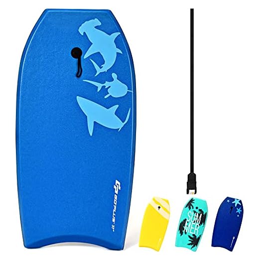 GOPLUS Tablero Corporal, Tablero Ligero de 105 cm con Cubierta, Bodyboard con Correa de Muñeca de Alta Calidad, Ultra Ligera y Resistente, para Niños Mayores de 14 Años y Adultos