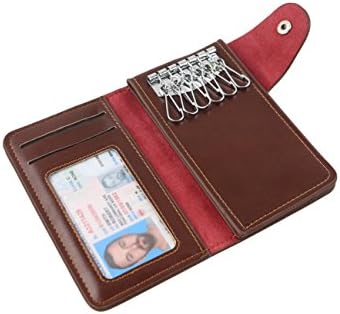July Leather Key Case Id Holder Wallet with 6 Key Chain for Men&Women